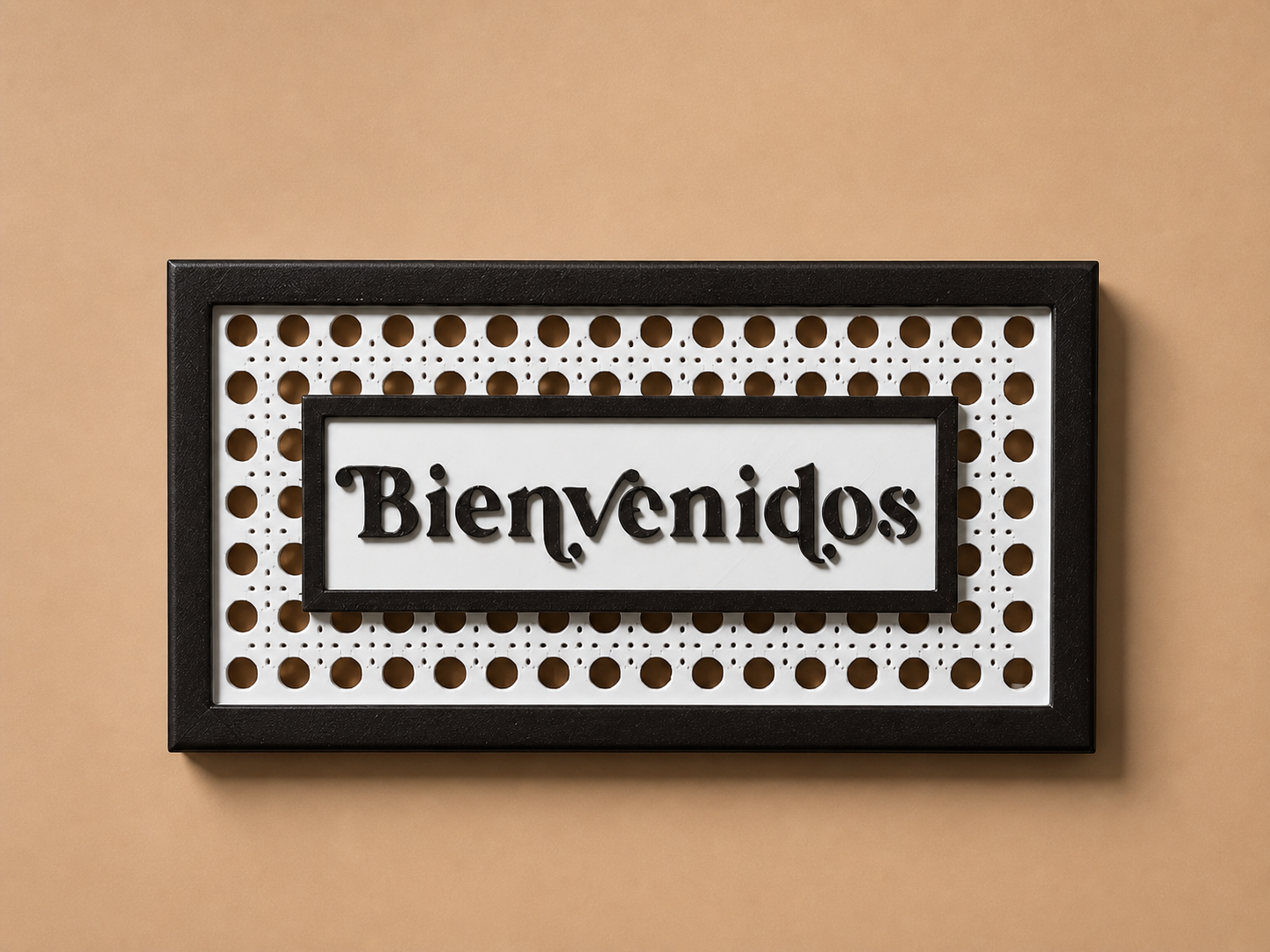 Cartel de Bienvenido en varios idiomas vintage