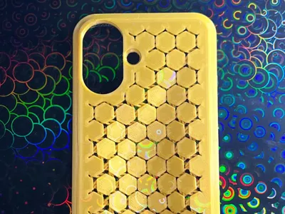 iPhone 16 case with 3D honeycomb design