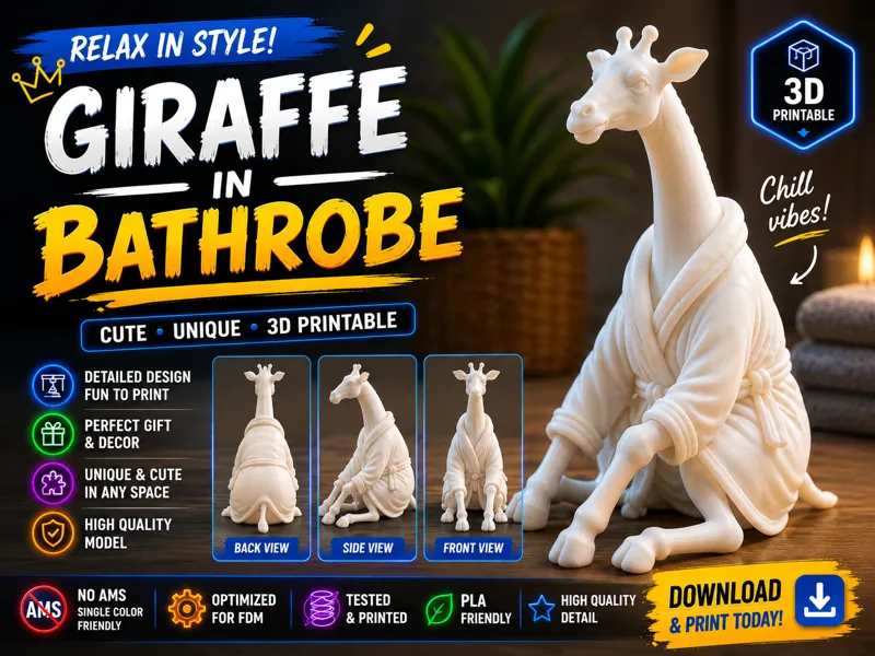 Giraffe in Bathrobe – Cute Cozy Figurine