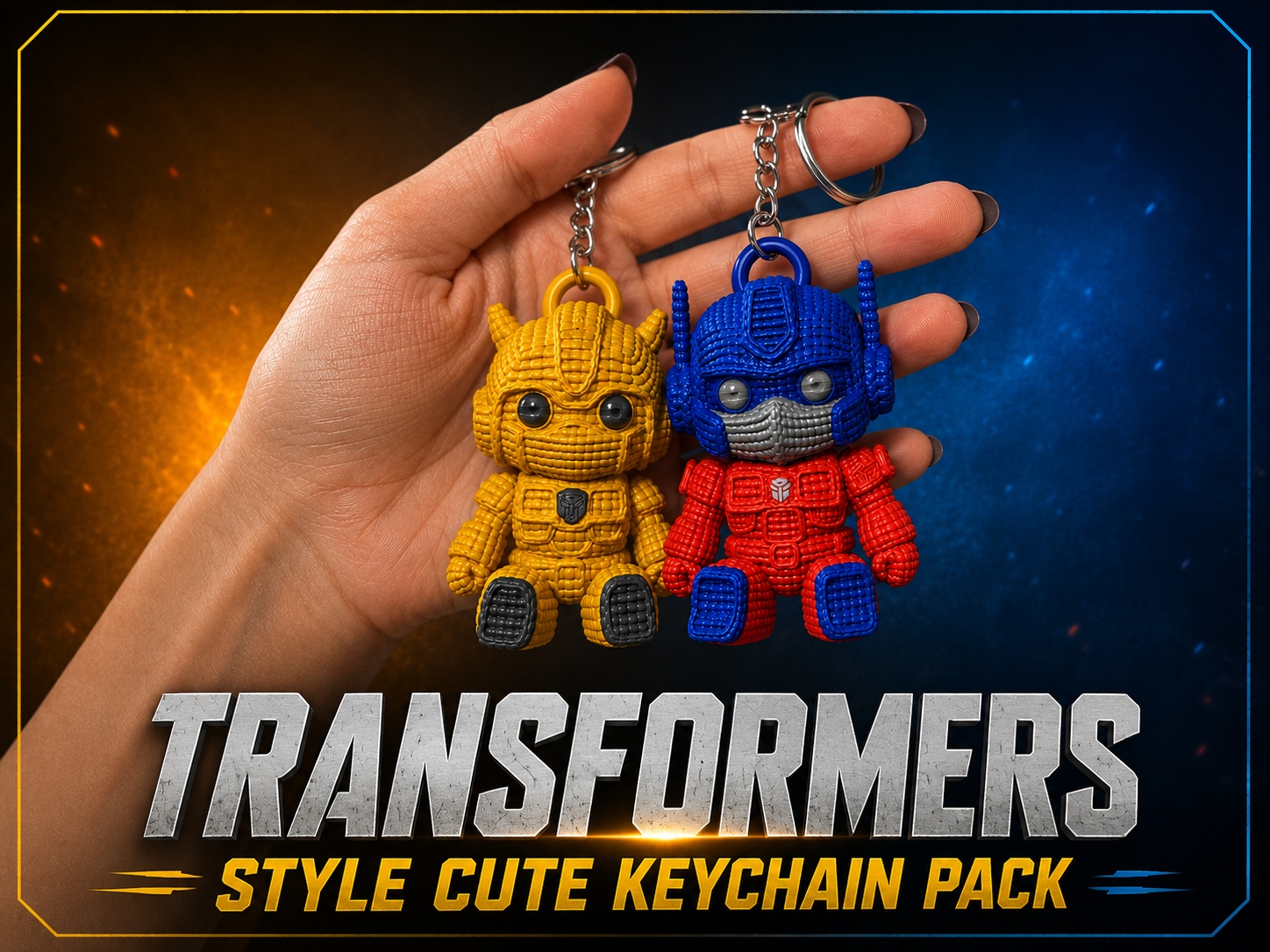 Knitted Transformers Robot Keychain Pack