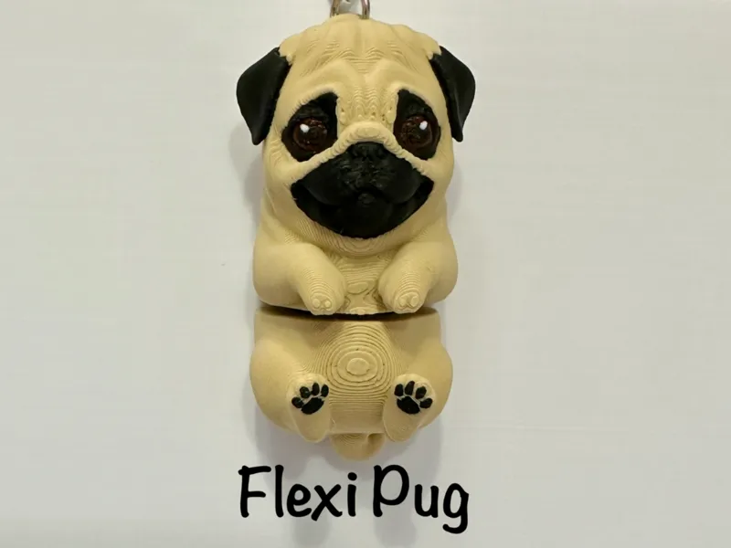 Flexi Pug Keychain