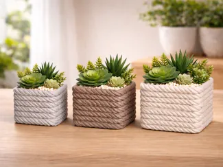 Modern Rope-Style Planter Set