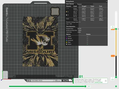 Mizzou HueForge Snake Skin Pattern
