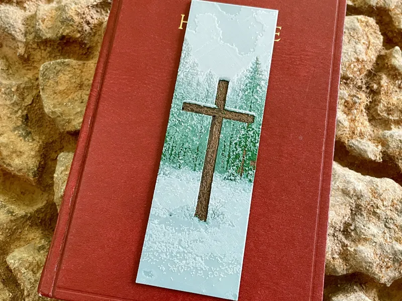 Snow Covered Cross Bookmark