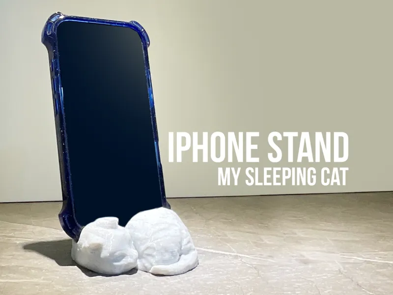 Sleeping cat iPhone stand