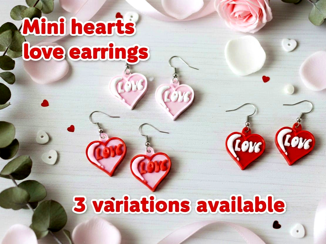 Mini Hearts “LOVE” Earrings