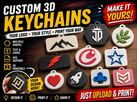 Llaveros personalizados con texto y logotipo SVG — referencia de MakerWorld