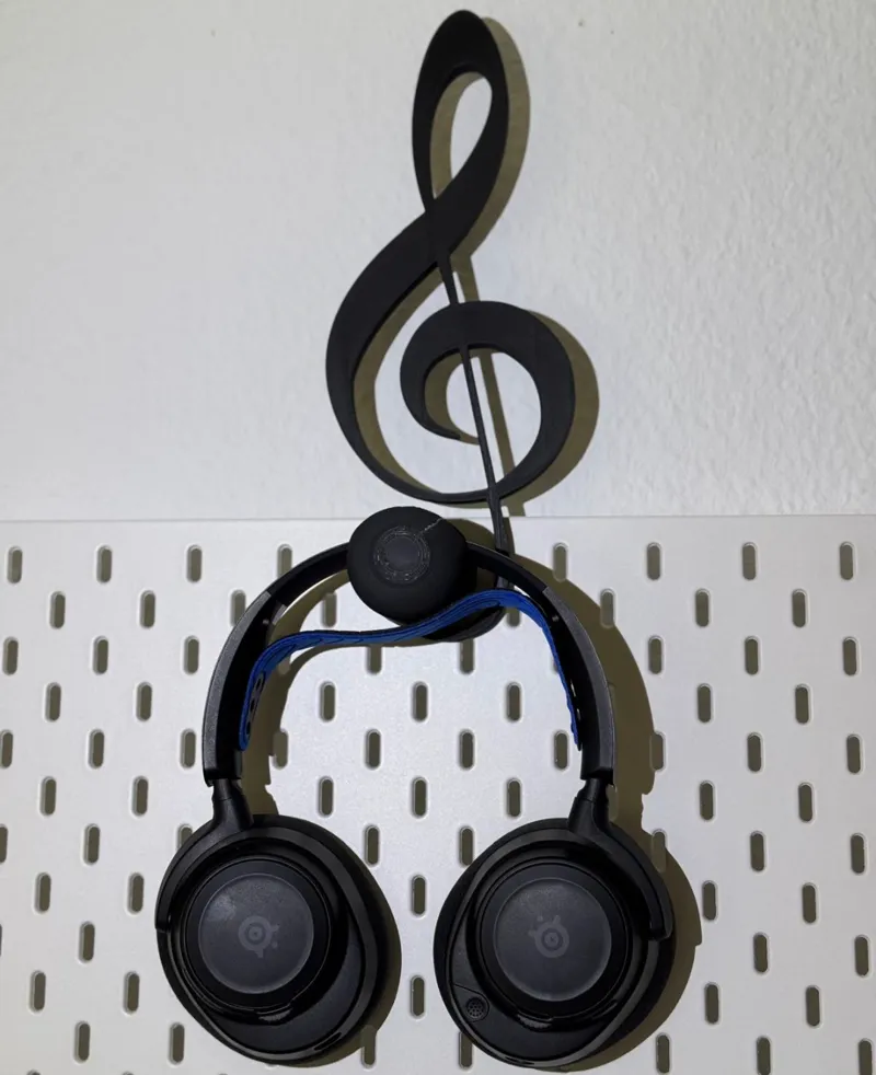 Violin clef headphone holder - wall & Ikea Skadis