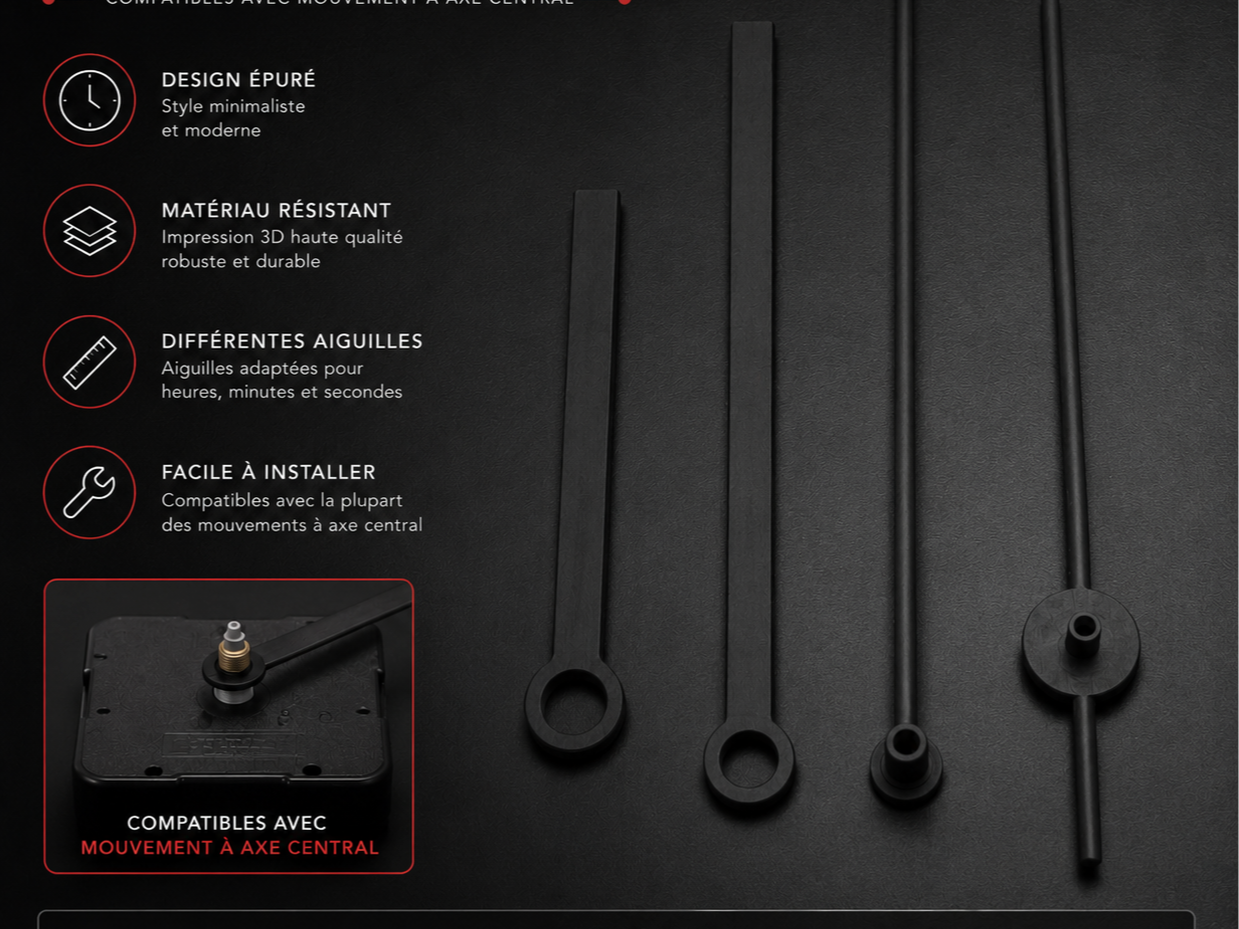 Set d’Aiguilles pour Horloge - axe centrale