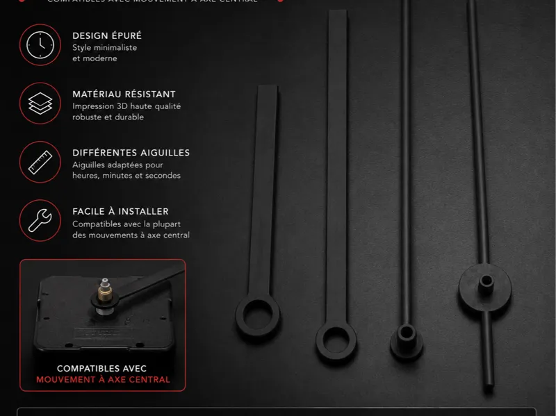 Set d’Aiguilles pour Horloge - axe centrale