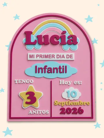 Modelo para impresión 3D: Placa Mi primer dia de cole Infantil Personalizado — vista de referencia 2