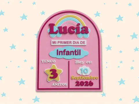 Modelo para impresión 3D: Placa Mi primer dia de cole Infantil Personalizado — referencia de MakerWorld