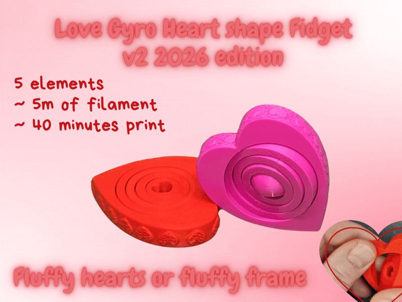 Heart shaped gyro fidget Valentines v2 Love toy
