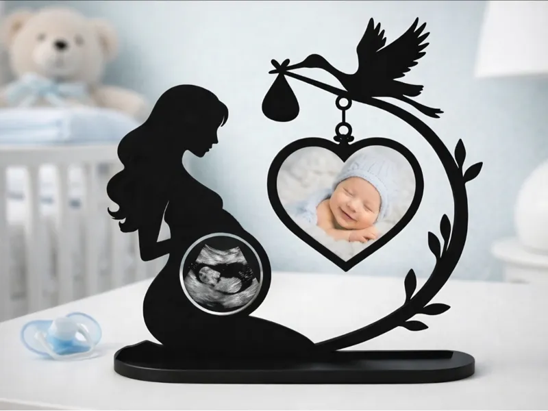Pregnancy Silhouette Frame (Ultrasound&Baby Photo)