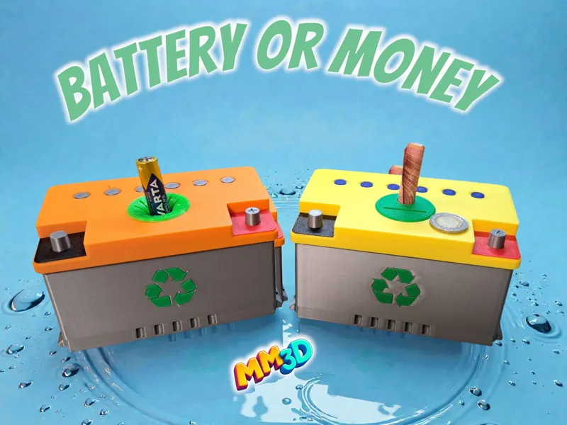 Car Battery Piggy Bank & Recycling Container