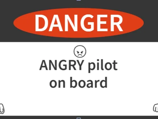 funny sign angry pilot on board for flight sim