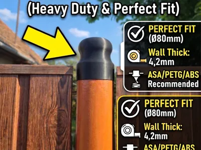 80mm Gate Pillar End Cap / Tube Plug (4.2mm Wall)