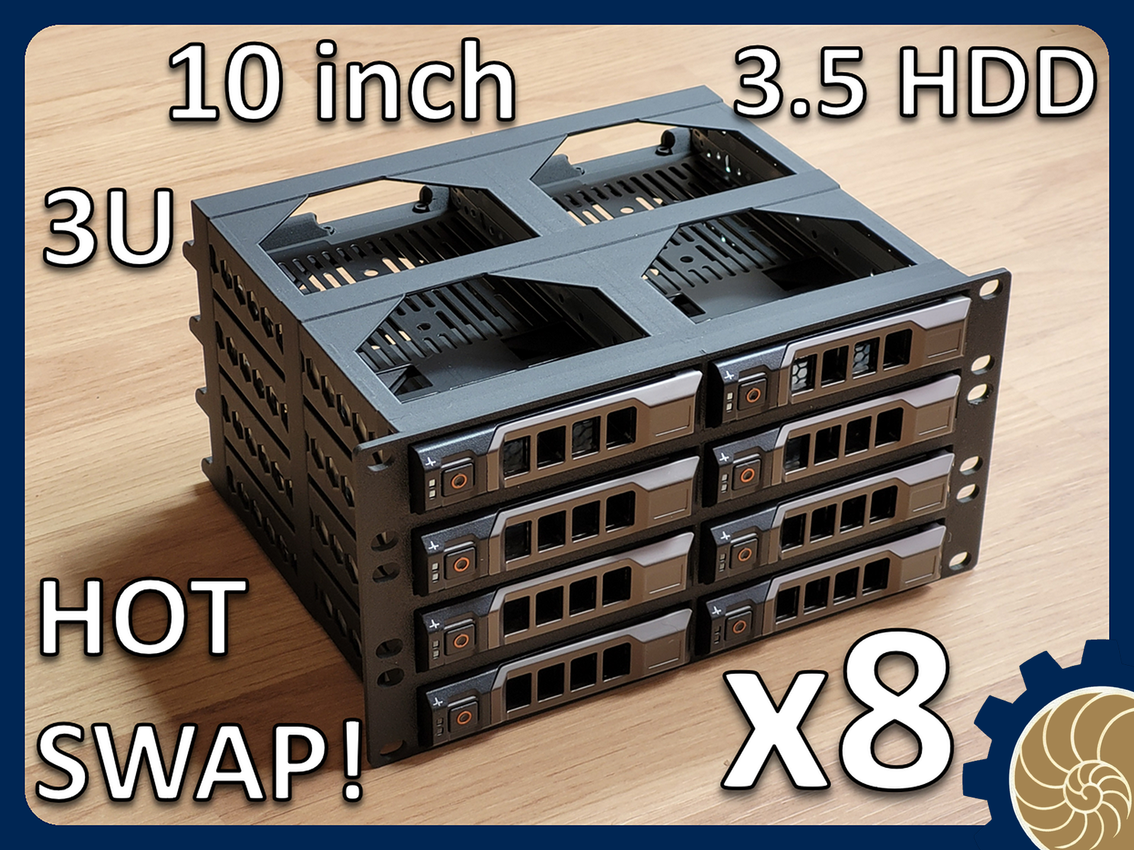 10 inch Rack 3U: 8 x 3.5 inch HDD - HOT SWAP !