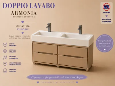 Modern Double Vanity - Miniature 1:12