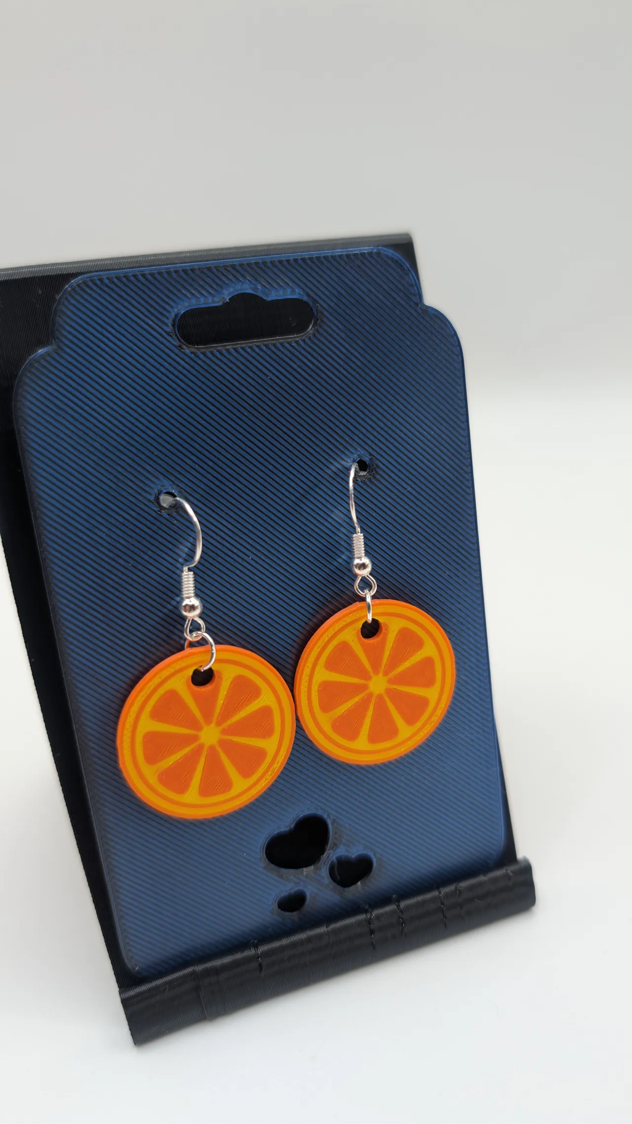 3D Printed Citrus Orange Slice Earrings view 4