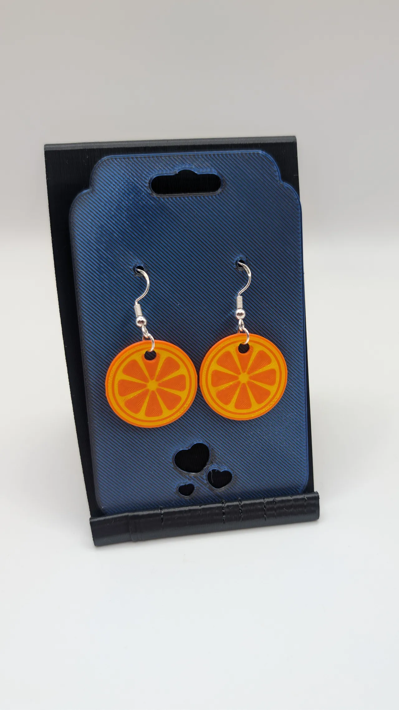 3D Printed Citrus Orange Slice Earrings view 3