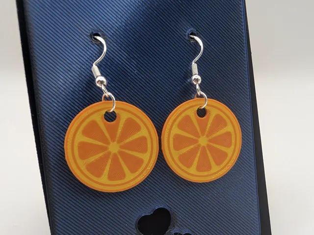 3D Printed Citrus Orange Slice Earrings