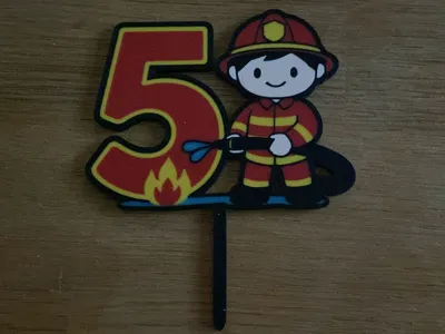 Firefighter Cake Topper 5th Birthday