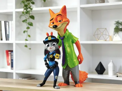 Zootopia Nick Wilde Judy Hopps Multi-color separated parts (minimal AMS usage)