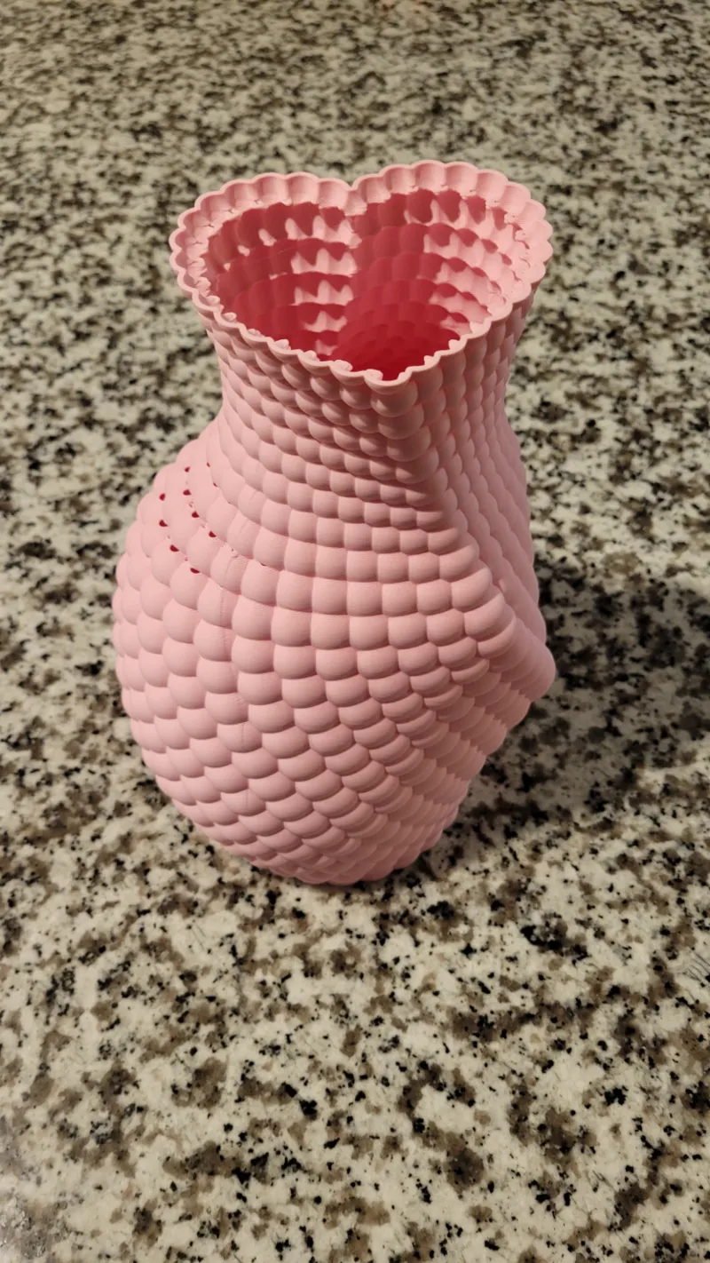 Cotton Ball Heart Vase
