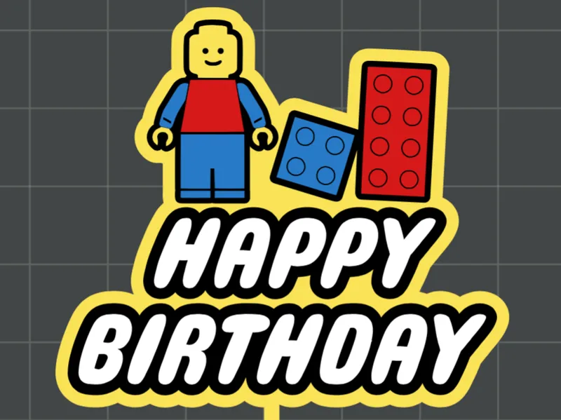 Brick toy style cake topper 
