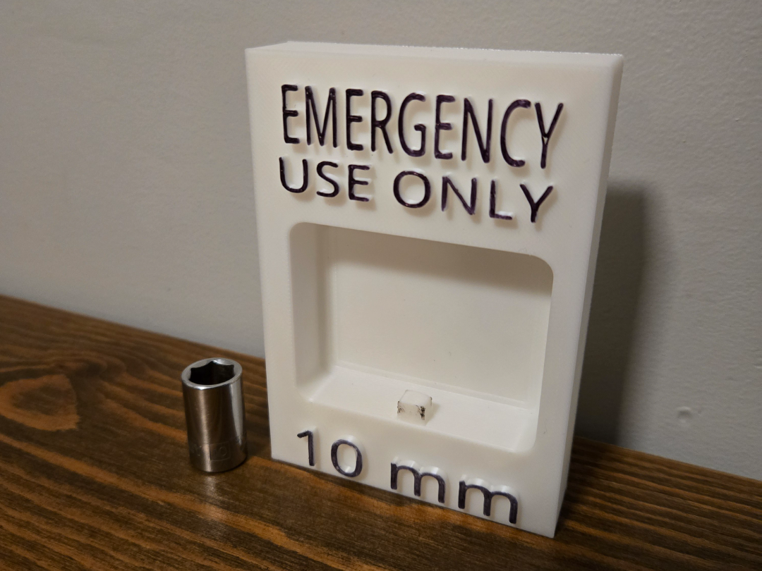 Emergency 10mm socket holder