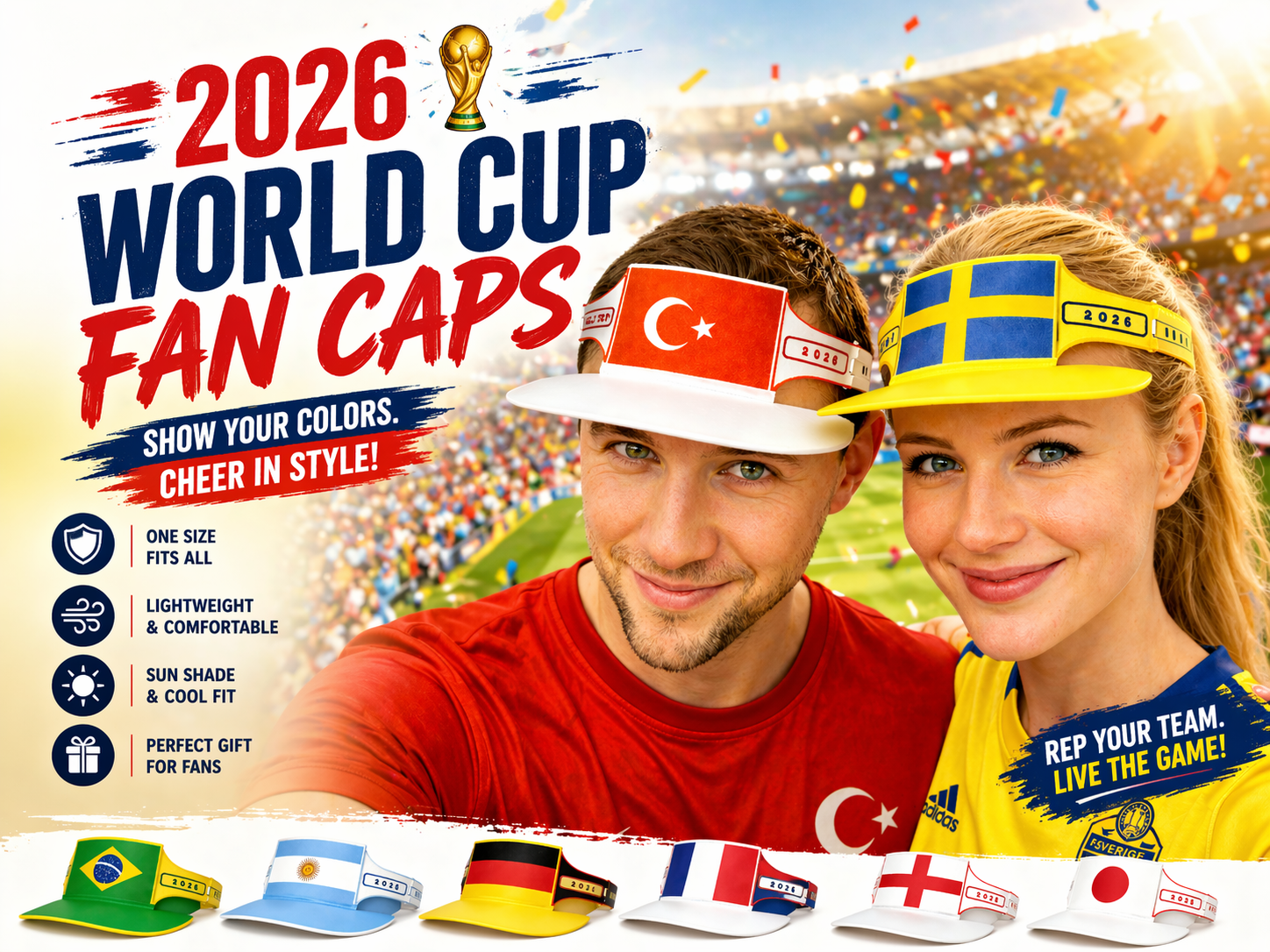 2026 World Cup Fan Caps, Adjustable, One Size Hat