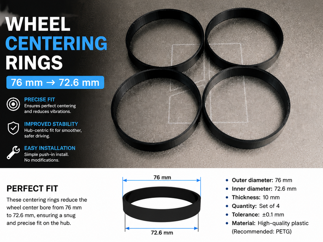 Wheel Centering Rings 76 mm → 72.6 mm