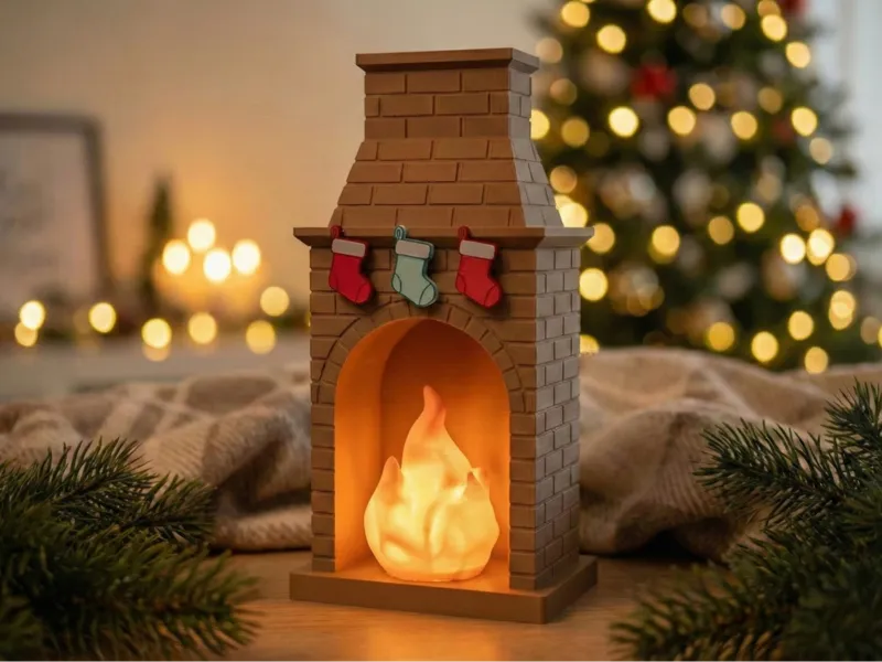 Cozy Christmas Fireplace with Stockings