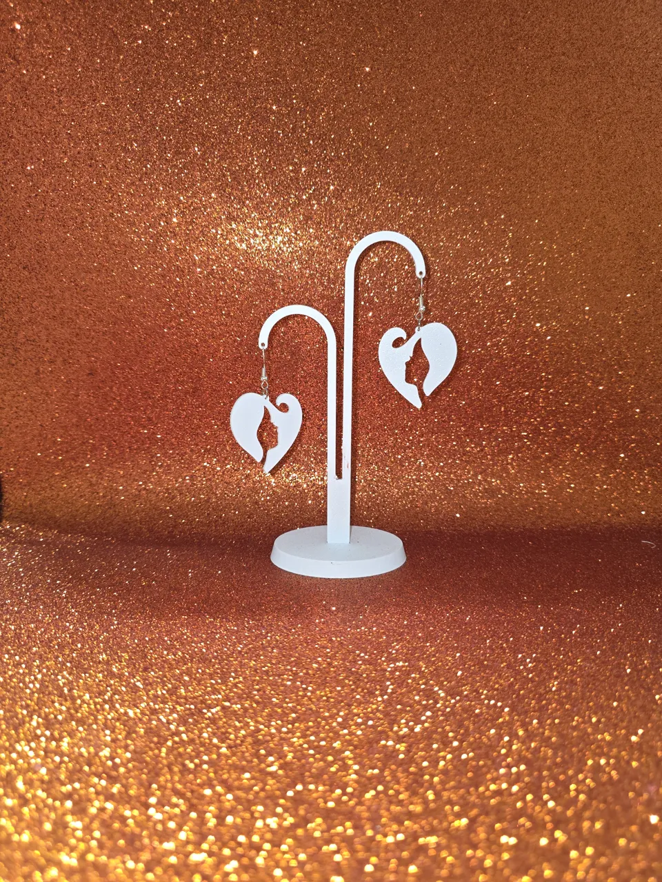 Woman's heart hair earrings view 3