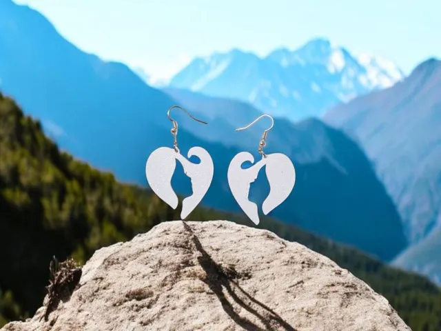 Woman's heart hair earrings