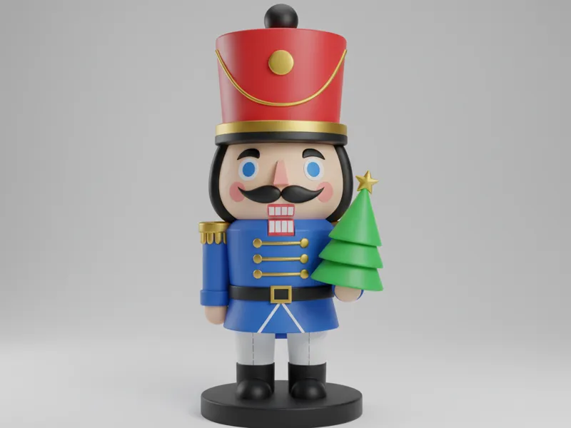 Cute Nutcracker With Christmas Tree Easy 3D Print