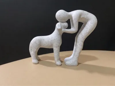 Minimalist Man and Dog Sculpture 