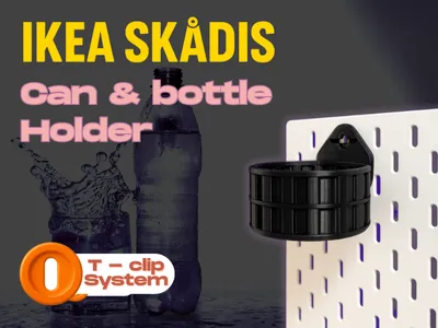 Can/Bottle Holder for IKEA Skadis (T-Clip System)