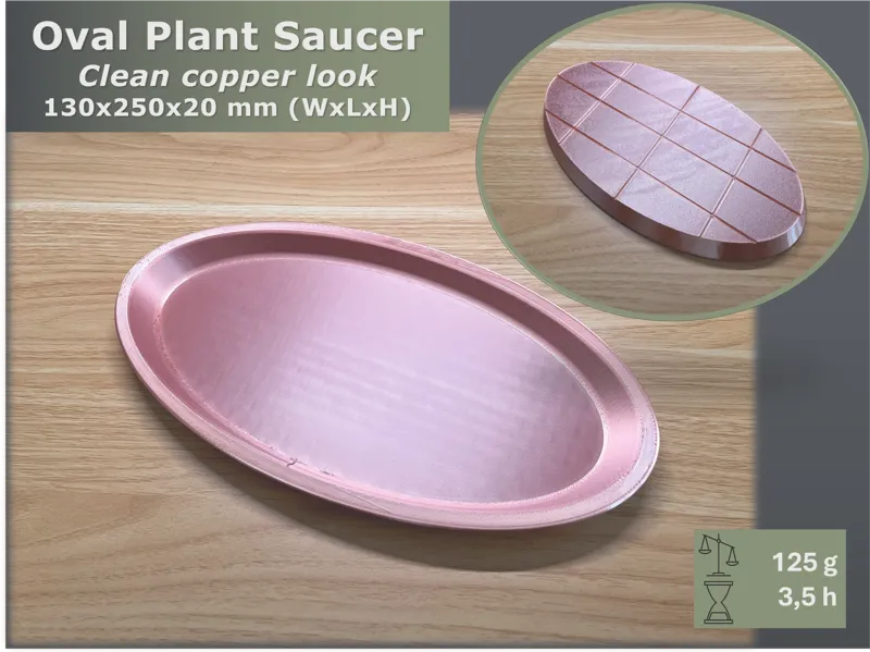 Oval Plant Saucer in Copper Look