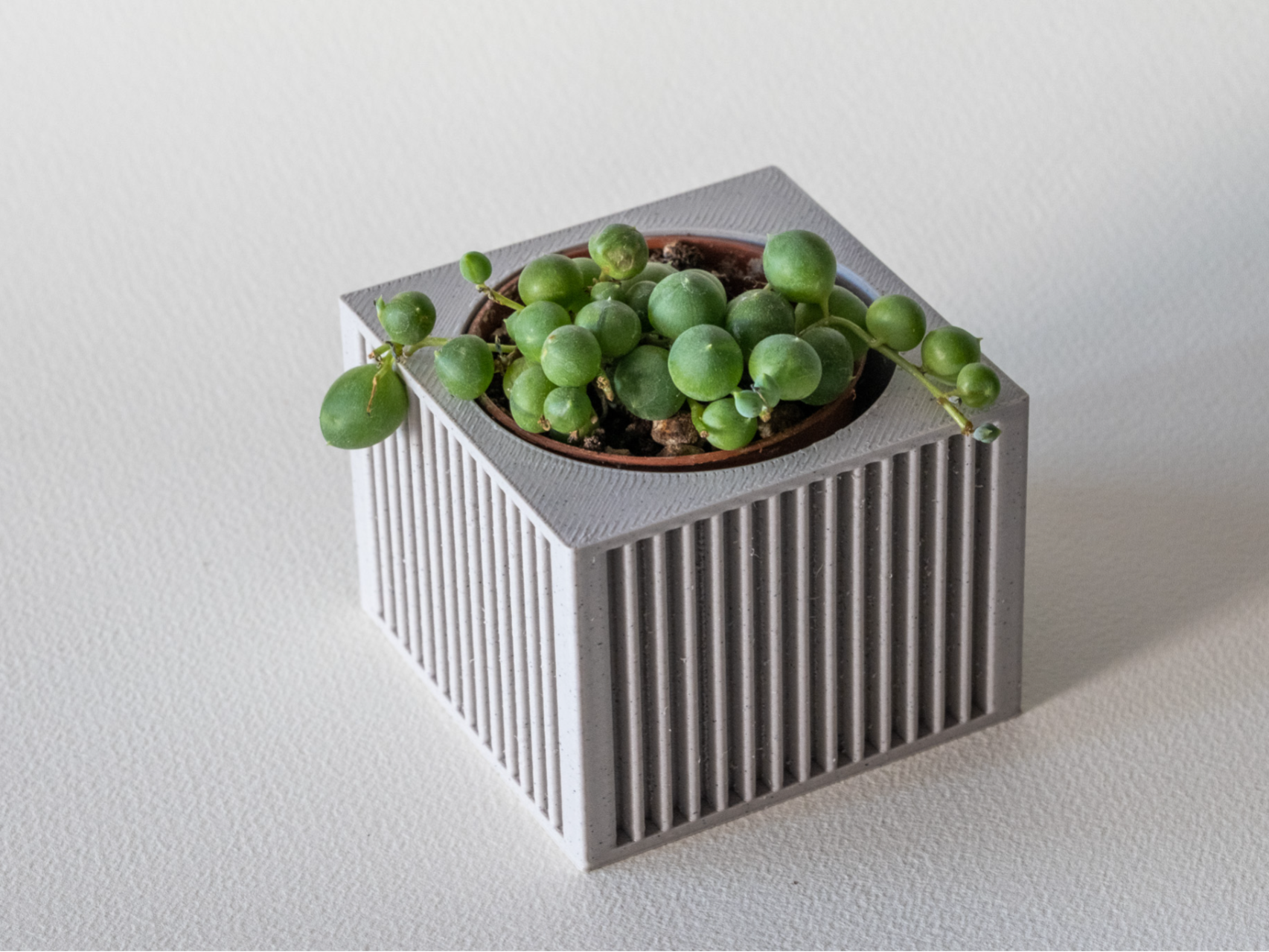 Ribbed Square Mini Planter
