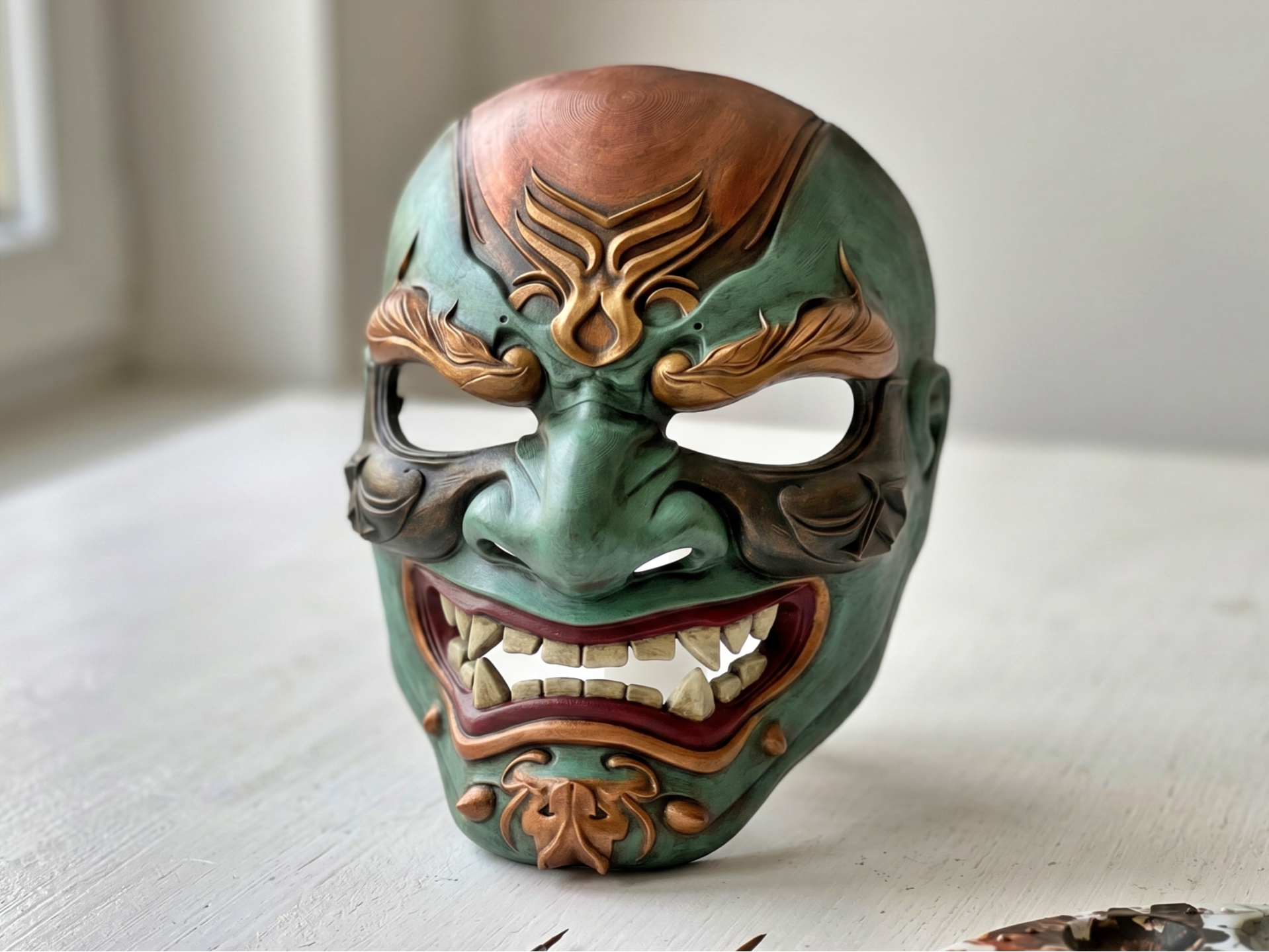 Demonic Oni Mask STL – Detailed Samurai Style Mask