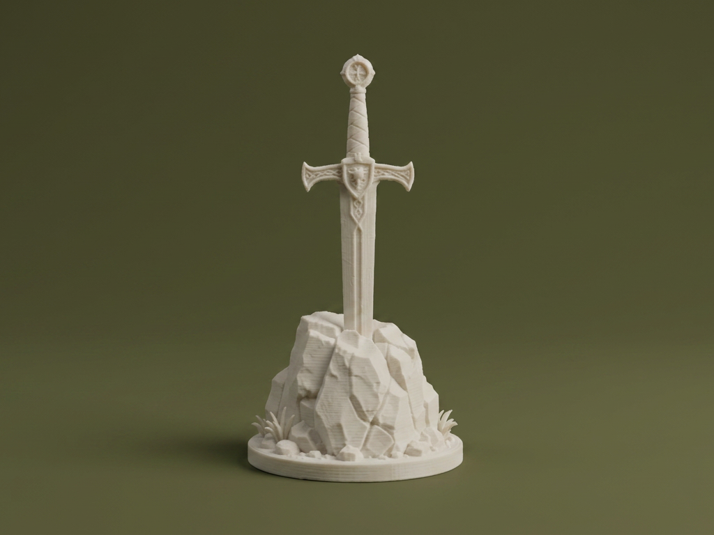 Fantasy Sword in the Stone Decor 3D Model