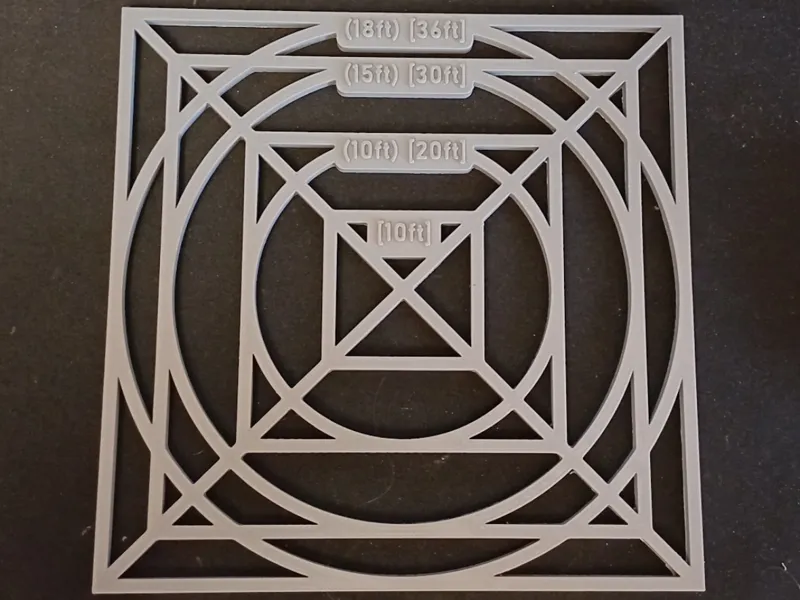 Parametric TTRPG AoE circle/square measuring tool