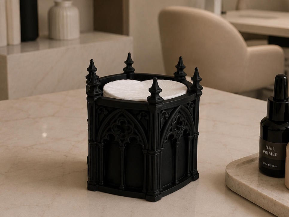 Gothic Cotton Pad Holder – Elegant Storage 