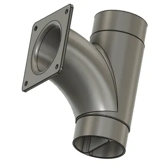 Dust extraction 90 degree 63mm equal splitter