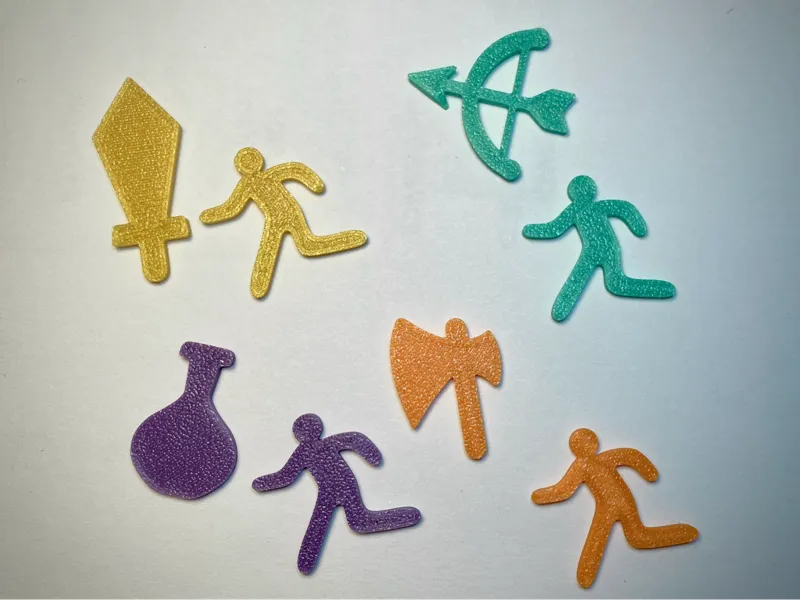Magic Maze weapon and exit tokens