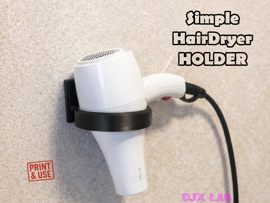 Simple Wall-Mount Hair Dryer Holder