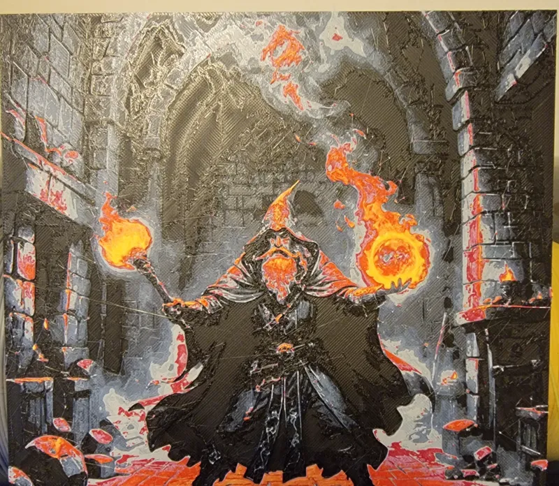 Wizard casting Fireball HueForge