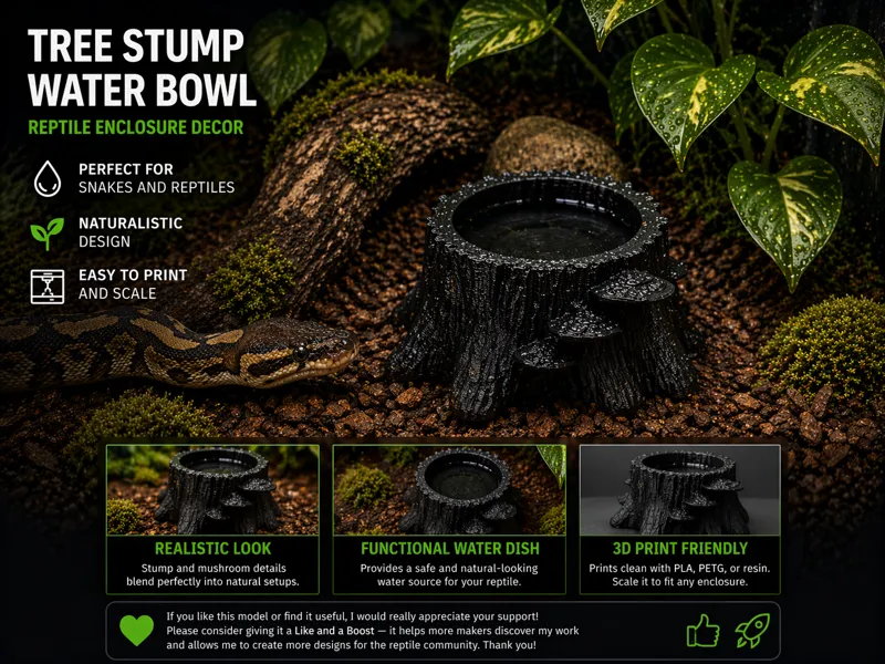 Tree Stump Feeding Bowl for Spider, Tarantula